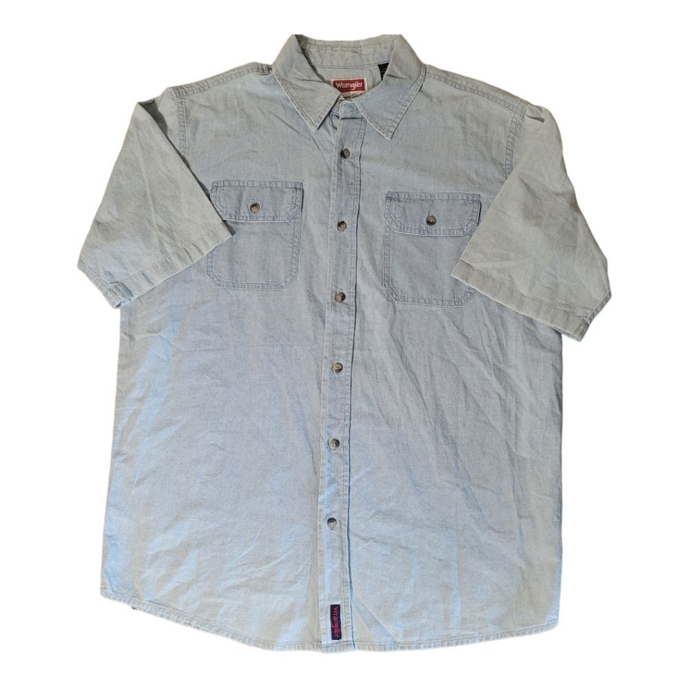 Wrangler Short Sleeve Light Blue Men's Medium